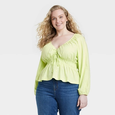 Women's Puff Long Sleeve Tie-Front Blouse - Universal Thread™ 4 Women's Puff Long Sleeve Tie-Front Blouse - Universal Thread™ - Image 4