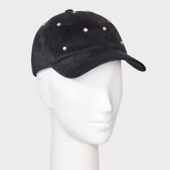 Faux Suede With Stud Detail Baseball Hat - Universal Thread™ Black