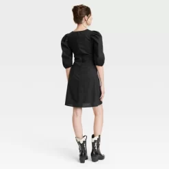 Women's Elbow Puff Sleeve Ruched Mini Dress - Universal Thread™