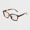 Women's Tortoise Print Shiny Plastic Rectangle Blue Light Filtering Glasses - Universal Thread™ Dark Brown