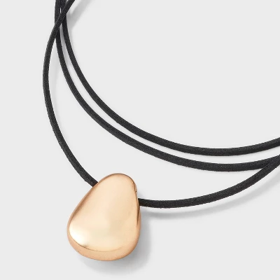 Simulated Leather And Slider Droplet Pendant Necklace - Universal Thread™ Black 3 Simulated Leather And Slider Droplet Pendant Necklace - Universal Thread™ Black - Image 3