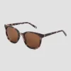 Women's Tortoise Shell Print Crystal Plastic Square Sunglasses - Universal Thread™ Brown