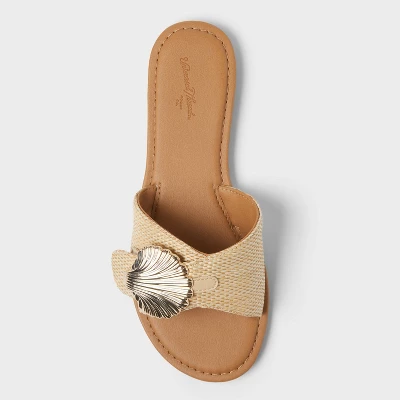 Women's Nesryn Raffia Shell Ornament Slide Sandals - Universal Thread™ Tan 2 Women's Nesryn Raffia Shell Ornament Slide Sandals - Universal Thread™ Tan - Image 2
