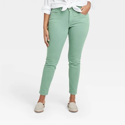 Women's Mid-Rise Skinny Stretch Ankle Jeans - Universal Thread™ Green 3 Women's Mid-Rise Skinny Stretch Ankle Jeans - Universal Thread™ Green - Image 3