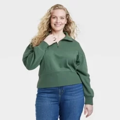 Women's Cropped Quarter Zip Sweatshirt - Universal Thread™ -Universal Thread Shop GUEST 20654a6c 7c45 4af6 b56e 92015685523e