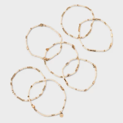Heart Beaded Bracelet Set 7pc - Universal Thread™ Ivory: Pull-On Stretch Bracelets, Glass & Acrylic, Heart Shape, 2.2" Length 2 Heart Beaded Bracelet Set 7pc - Universal Thread™ Ivory: Pull-On Stretch Bracelets, Glass & Acrylic, Heart Shape, 2.2" Length - Image 2