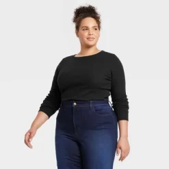 Women's 2pk Long Sleeve Shrunken Rib T-Shirt - Universal Thread™ White/Black -Universal Thread Shop GUEST 23fe0b56 37b7 43c9 944d f387bbc03f9b