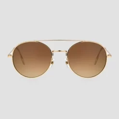 Women's Round Aviator Sunglasses - Universal Thread™ Gold