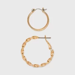 Twisted And Duo Hoop Earring Set 3pc - Universal Thread™