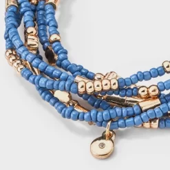 Floral Beaded Bracelet Set 7pc - Universal Thread™ Blue: Glass Acrylic Zinc Alloy Stretch Jewelry -Universal Thread Shop GUEST 254589ec b4ac 4b3e 8cbe 8e7feda60679