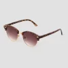 Women's Tortoise Shell Print Round Retro Metal Sunglasses - Universal Thread™ Gold