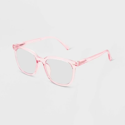 Women's Shiny Plastic Square Blue Light Filtering Glasses - Universal Thread™ Light Pink 1 Women's Shiny Plastic Square Blue Light Filtering Glasses - Universal Thread™ Light Pink