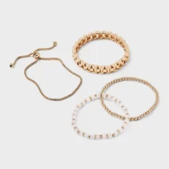 Mixed Bead And Chain Semi-Precious Rose Quartz Bracelet Set 4pc - Universal Thread™ Light Pink: Iron, Acrylic, Zinc Alloy -Universal Thread Shop GUEST 2c2c5ef2 916e 4fa8 95b6 cacb1a79dc24