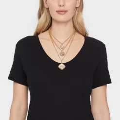 Coin Medallion Quartz Pendant Multi-Strand Necklace - Universal Thread™ Gold