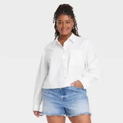 Women's Long Sleeve Button-Down Cropped Shirt - Universal Thread™ -Universal Thread Shop GUEST 33b277a7 b99a 4124 b4d7 5fd34ce2697a