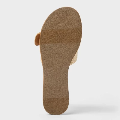 Women's Nesryn Raffia Shell Ornament Slide Sandals - Universal Thread™ Tan 3 Women's Nesryn Raffia Shell Ornament Slide Sandals - Universal Thread™ Tan - Image 3
