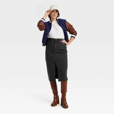Women's High-Rise Denim Midi Skirt - Universal Thread™ 2 Women's High-Rise Denim Midi Skirt - Universal Thread™ - Image 2