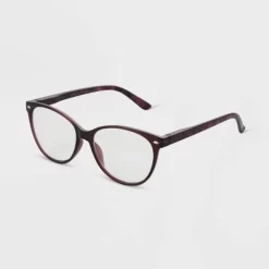 Women's Gloss Plastic Cateye Blue Light Filtering Reading Glasses - Universal Thread™ Burgundy