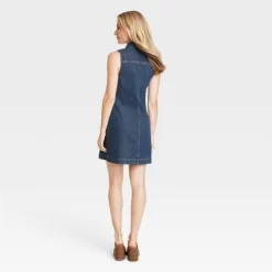 Women's Sleeveless Denim Dress - Universal Thread™ Dark Blue