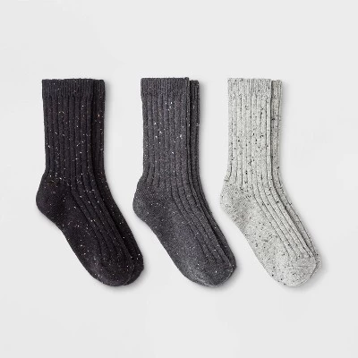 Women's Fine Ribbed Nep 3pk Crew Socks - Universal Thread™ 2 Women's Fine Ribbed Nep 3pk Crew Socks - Universal Thread™ - Image 2