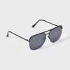 Women's Satin Metal Aviator Sunglasses - Universal Thread™ Black: Scratch-Resistant, UV Protection, Recycled Metal