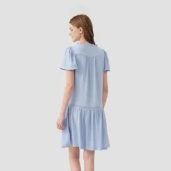 Women's Short Sleeve Lace Trim Mini A-Line Dress - Universal Thread™ Light Blue