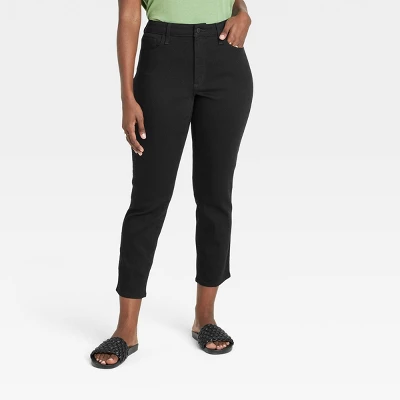 Women's High-Rise Slim Straight Jeans - Universal Thread™ Black 3 Women's High-Rise Slim Straight Jeans - Universal Thread™ Black - Image 3