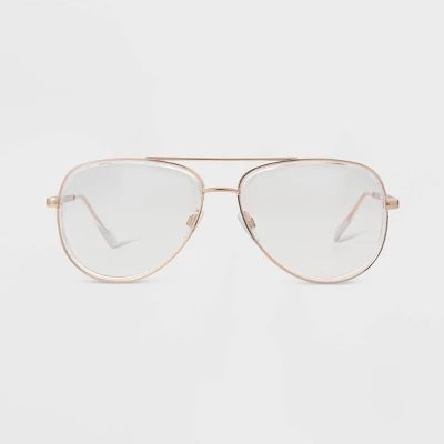 Women's Metal Aviator Blue Light Filtering Reading Glasses - Universal Thread™ Gold 2 Women's Metal Aviator Blue Light Filtering Reading Glasses - Universal Thread™ Gold - Image 2