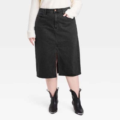 Women's High-Rise Denim Midi Skirt - Universal Thread™ 3 Women's High-Rise Denim Midi Skirt - Universal Thread™ - Image 3
