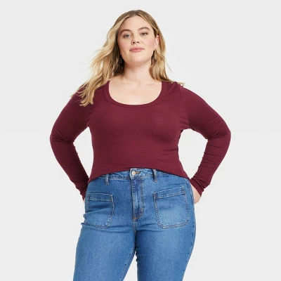 Women's Long Sleeve Ribbed Scoop Neck T-Shirt - Universal Thread™ 5 Women's Long Sleeve Ribbed Scoop Neck T-Shirt - Universal Thread™ - Image 5