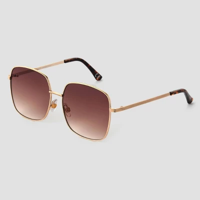 Women's Metal Oversized Square Sunglasses - Universal Thread™ Brown 1 Women's Metal Oversized Square Sunglasses - Universal Thread™ Brown