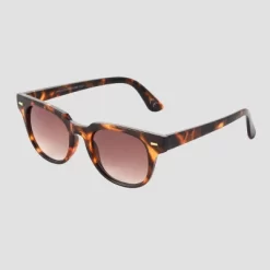 Women's Tortoise Shell Print Narrow Rectangle Sunglasses - Universal Thread™ Brown