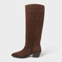 Women’s Patsy Tall Fringe Western Boots With Memory Foam Insole – Universal Thread™ Chocolate