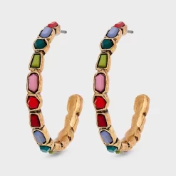 Acrylic Stone Embellished Hoop Earrings - Universal Thread™ Red/Green/Pink/Blue -Universal Thread Shop GUEST 5a20cb8a e5a6 41ec 880f defadb460dba