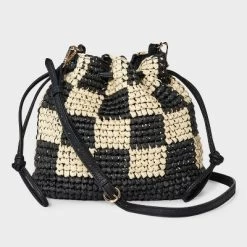 Straw Checker Drawstring Crossbody Bag - Universal Thread™ Black: Knit, Unstructured, Paper & Straw -Universal Thread Shop GUEST 5b56b091 93a4 47ca 9db9 3184d94ccd19