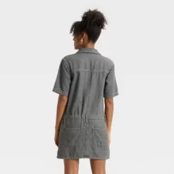 Women's Short Sleeve Drop Waist Drawstring Mini Dress - Universal Thread™