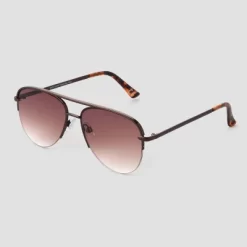 Women's Tortoise Shell Print Aviator Sunglasses - Universal Thread™ Light Brown