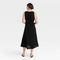 Women's Belted Gauze Midi A-Line Dress - Universal Thread™