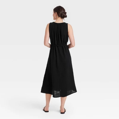 Women's Belted Gauze Midi A-Line Dress - Universal Thread™ 1 Women's Belted Gauze Midi A-Line Dress - Universal Thread™