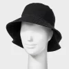 Reversible Bucket Hat - Universal Thread™ Black: Cotton, Midweight Fabric, Pull-On, Solid Pattern, One Size, Hand Wash