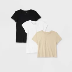 Women's 3pk Slim Fit Short Sleeve T-Shirt - Universal Thread™ White/Beige/Black 8 Women's 3pk Slim Fit Short Sleeve T-Shirt - Universal Thread™ White/Beige/Black -Universal Thread Shop GUEST 682f6098 a0a3 4680 bd0d cf89d7f02cc1