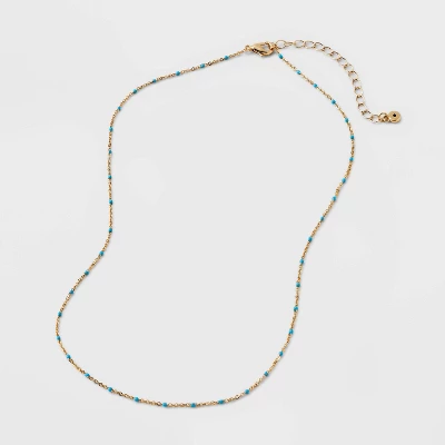 Turquioise Epoxy Beaded Necklace - Universal Thread™ Gold 2 Turquioise Epoxy Beaded Necklace - Universal Thread™ Gold - Image 2