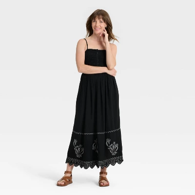 Women's Button-Front Smocked Maxi Sundress - Universal Thread™ Black 3 Women's Button-Front Smocked Maxi Sundress - Universal Thread™ Black - Image 3