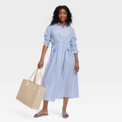 Women's Long Sleeve Cinch Waist Maxi Shirtdress - Universal Thread™ 2 Women's Long Sleeve Cinch Waist Maxi Shirtdress - Universal Thread™ - Image 2