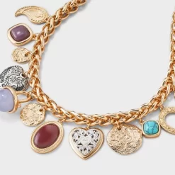 Cabochon Mixed Charm Necklace - Universal Thread™ Gold/Blue/Black/Brown -Universal Thread Shop GUEST 77f5eda4 c6d0 4089 b44d f45e87513112