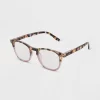 Women's Gloss Plastic Flat Top Blue Light Filtering Reading Glasses - Universal Thread™ Tortoise