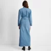 Women's Long Sleeve Denim Maxi Shirtdress - Universal Thread™ Medium Wash