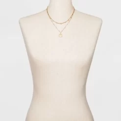 Ball & Medallion In Worn Gold Layer Necklace - Universal Thread™ Gold