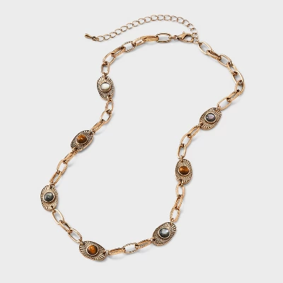 Eye Chainlink Station Necklace - Universal Thread™ Gold 2 Eye Chainlink Station Necklace - Universal Thread™ Gold - Image 2