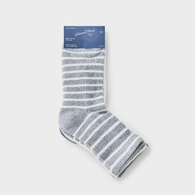 Women's Cushioned Striped/Solid 3pk Mid Crew Socks - Universal Thread™ 4-10 1 Women's Cushioned Striped/Solid 3pk Mid Crew Socks - Universal Thread™ 4-10